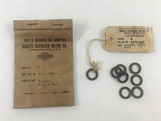 3572-36C NOS Harley Davidson Nipple Bolt Washers Military Issue