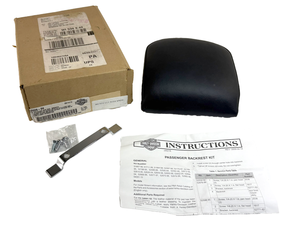 NOS Harley Top Stitched Back Rest Pad