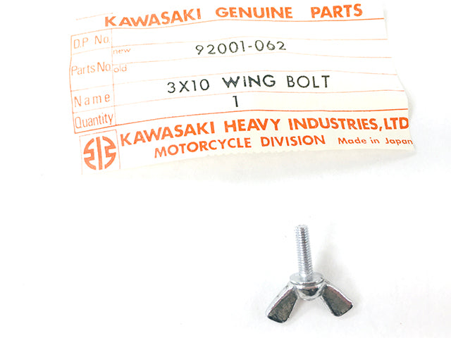 92001-062 NOS Kawasaki 3 x 10 Rear Brake Backing Plate Inspection Cover Wing Bolt
