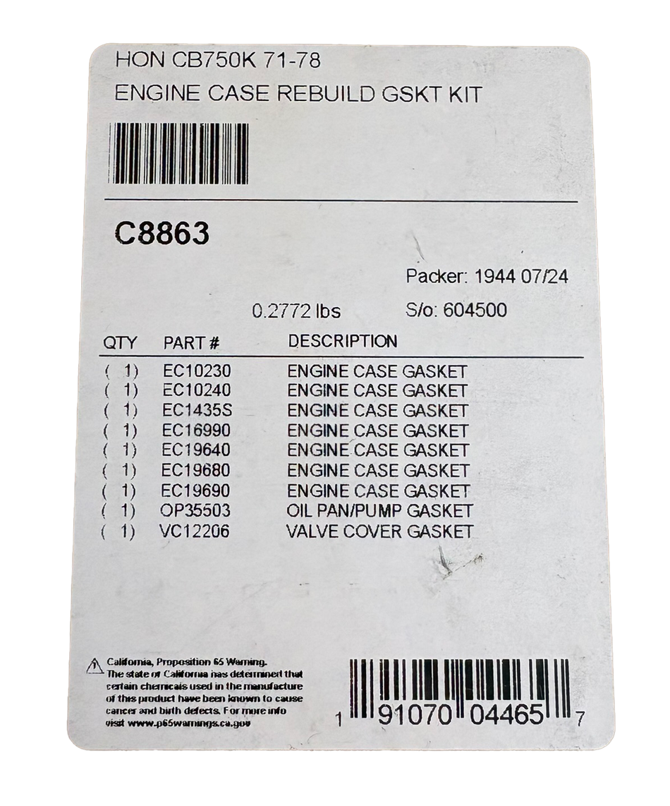 Honda CB750K Engine Case Gasket Kit