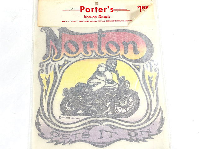 Vintage 70's Norton "Gets It On" Iron-On Transfer by Rat Hole