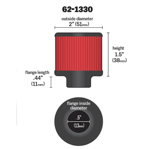 K&N Crankcase Breather filter 1/2" Z1 900 Kz 900 Kz 1000
