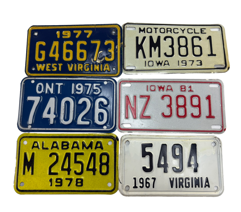 Vintage Motorcycle License Plates
