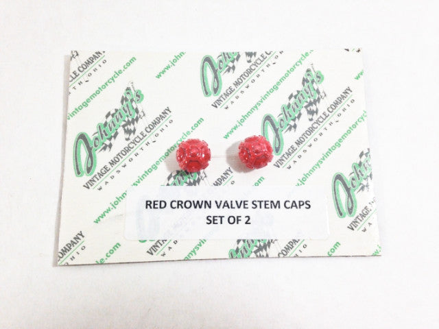 Red Crown Valve Stem Caps Set of 2