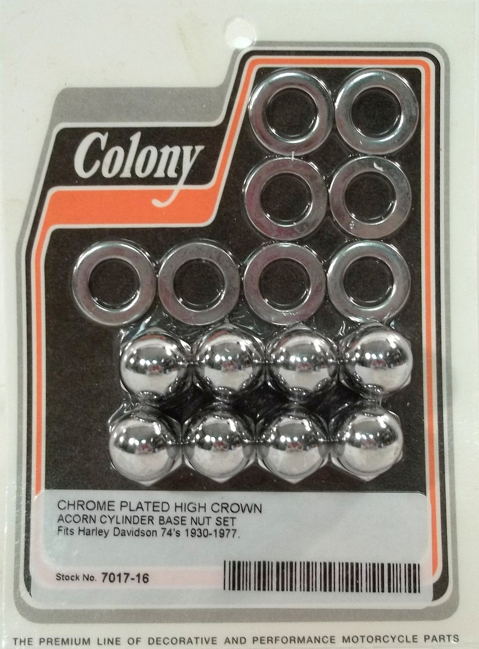 CHROME ACORN CYLINDER  NUTS Harley Panhead Shovelhead 7017-16