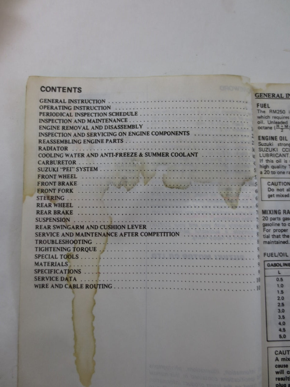 SUZUKI RM250 OWNER'S MAINTENANCE MANUAL 99011-28C51-03A