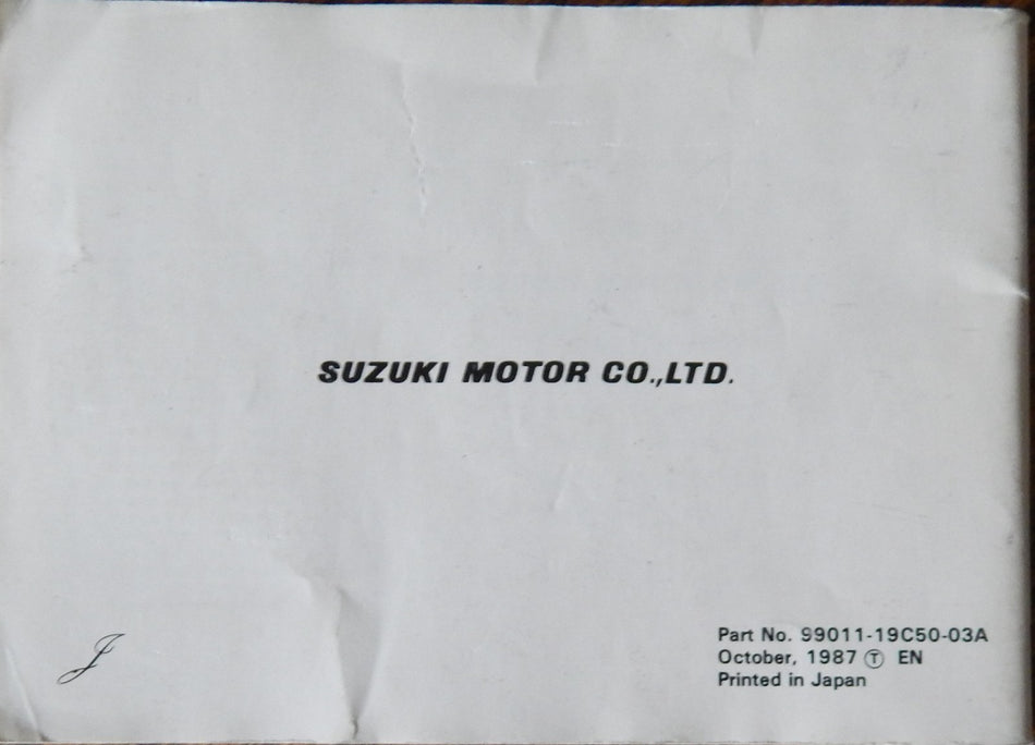 OEM SUZUKI GSX600F Katana OWNER MANUAL Printed October 1987