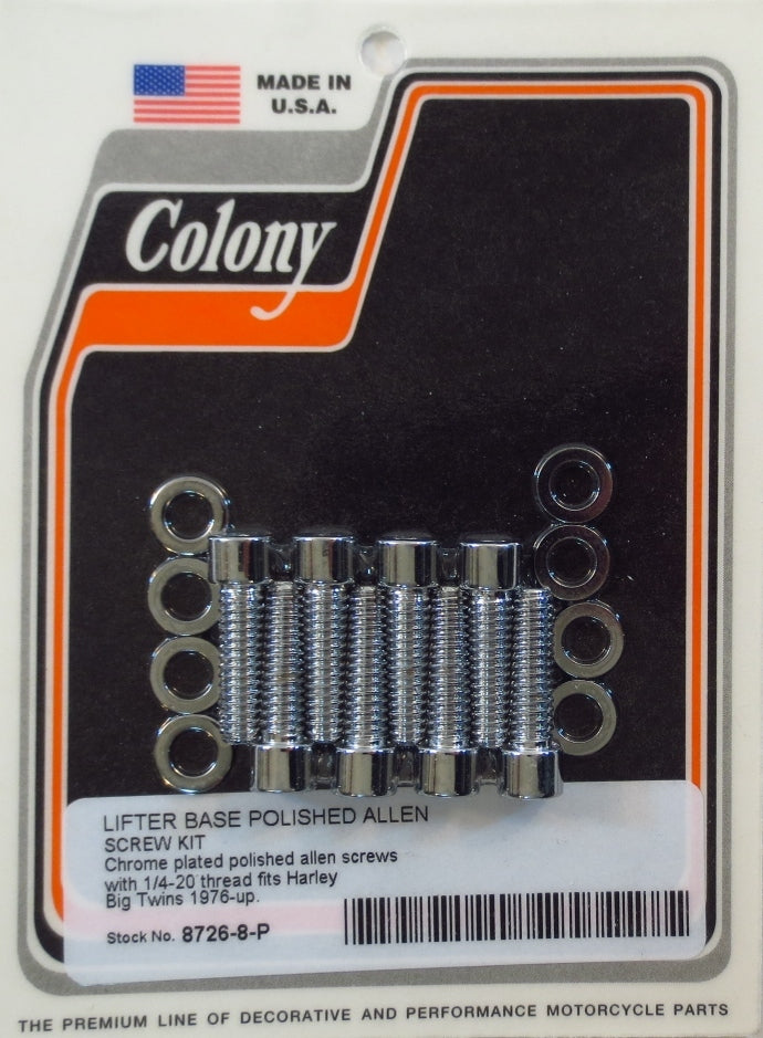 CHROME POLISHED HARLEY Shovelhead Lifter Block Allen Screw Kit