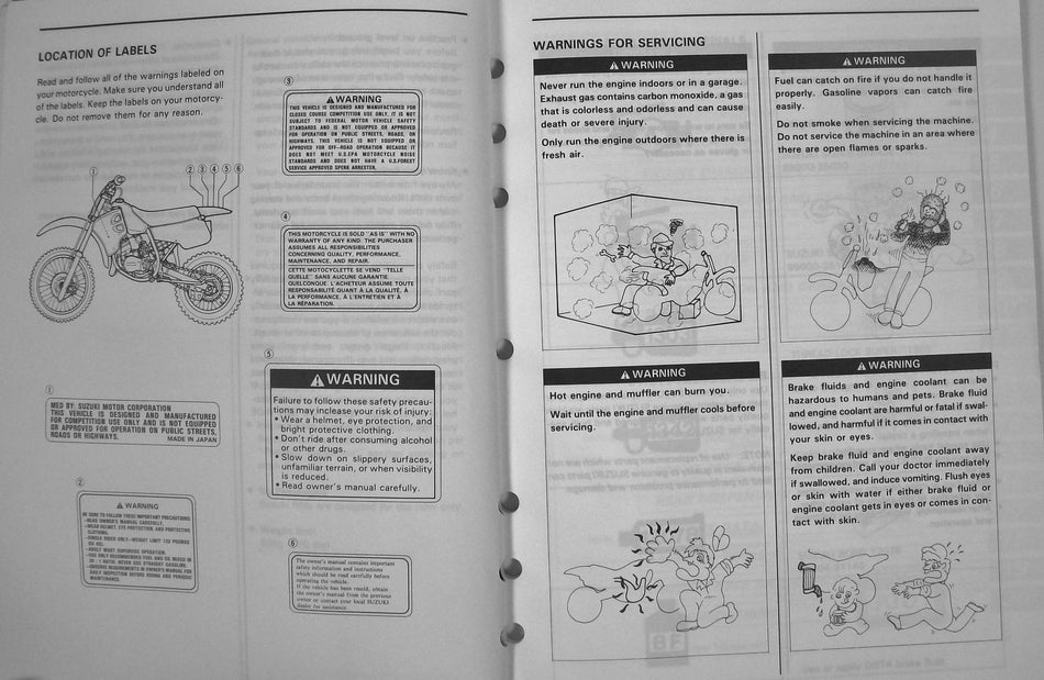 GENUINE SUZUKI RM80 OWNERS SERVICE MANUAL '98 PRINT  VERY NICE!!!