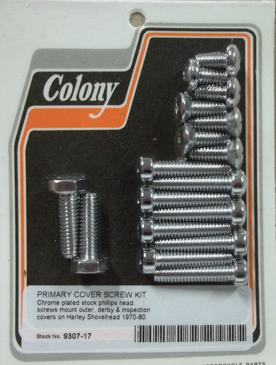 CHROME PRIMARY COVER SCREW KIT Harley Shovelhead