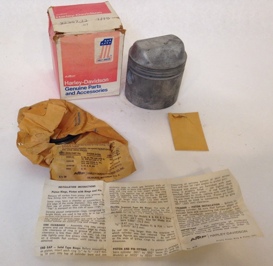 NOS HARLEY SPORTSTER IRONHEAD PISTON ASSEMBLY .050 OS