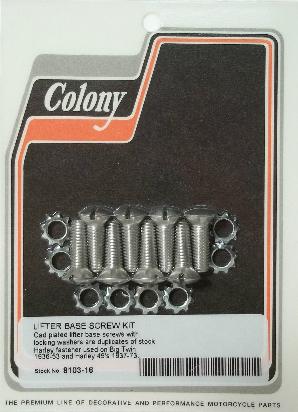 LIFTER BASE SCREW KIT HARLEY Knucklehead Panhead UL WL 45 8103-16