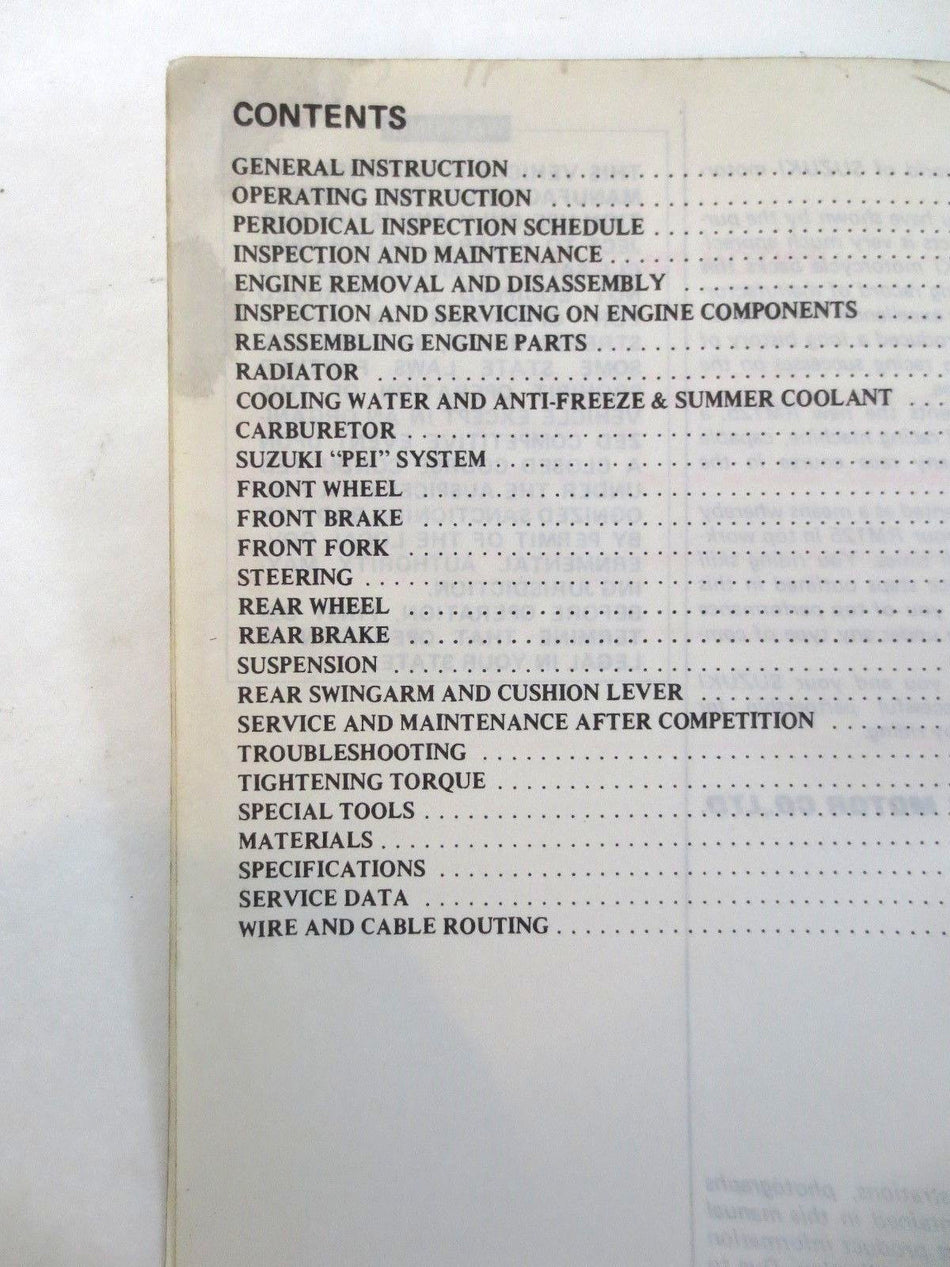 SUZUKI OWNER'S MAINTENANCE MANUAL RM125 99011-01B22-03A