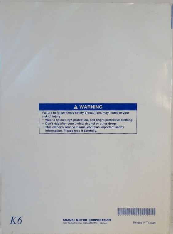 OEM SUZUKI RM85/L OWNER MANUAL Printed 2005 99011-02B81-03A