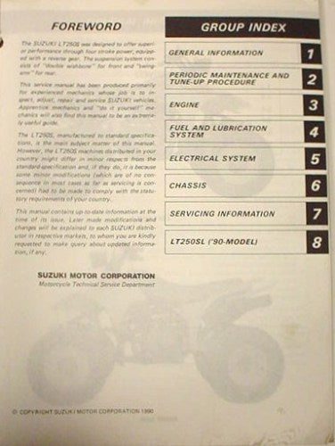 GENUINE SUZUKI LT250S SERVICE MANUAL