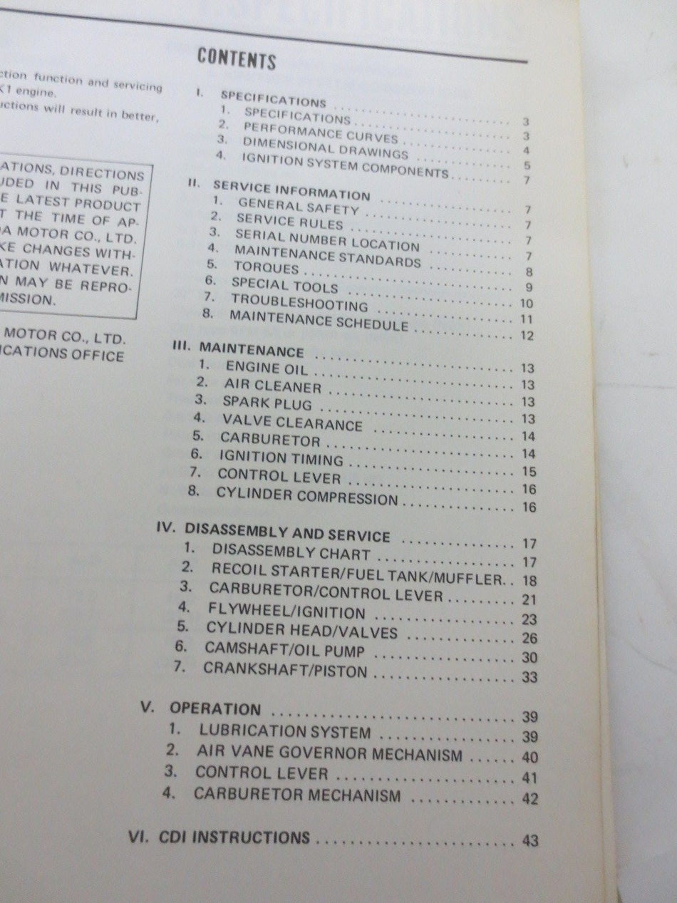 OEM Honda GV150 Shop Manual Engine