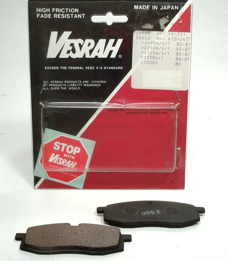 VESRAH BRAKE PADS Yamaha YZ125 IT200 TT350 YZ490 YZ250