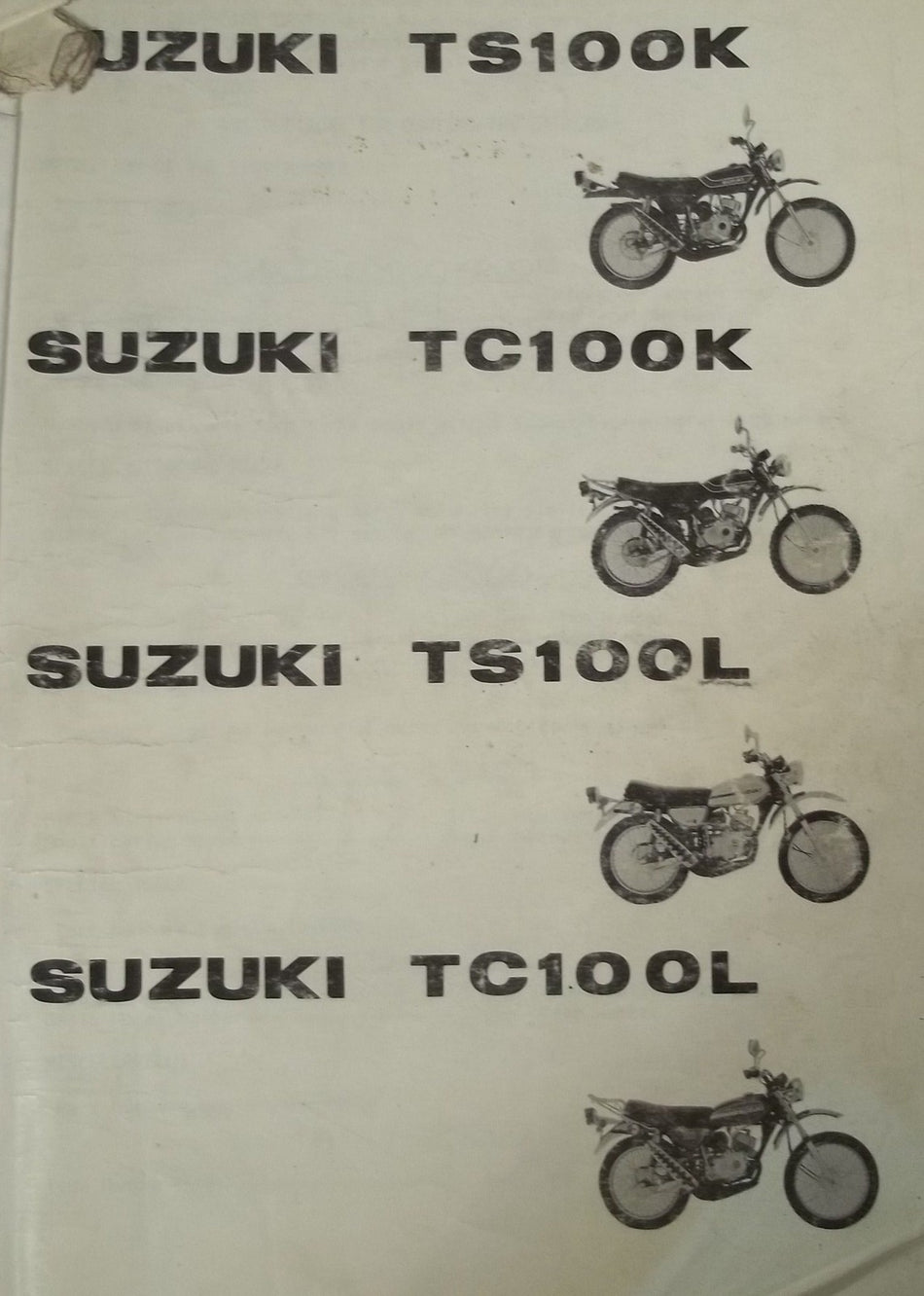 GENUINE SUZUKI TS100 PARTS CATALOGUE TS100K TC100K TS100L TC100L VINTAGE!