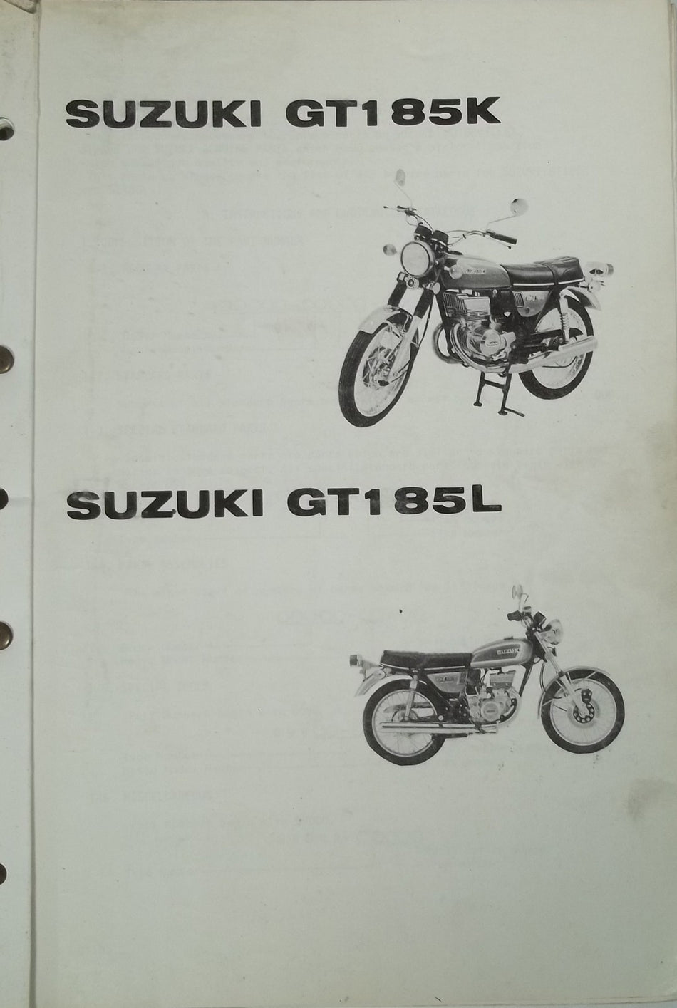 GENUINE SUZUKI GT185 PARTS CATALOGUE GT185K GT185L 1974 NICE VINTAGE!