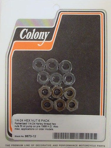 1/4-24 HEX NUT 6-PACK HARLEY KNUCKLEHEAD PANHEAD 9673-12
