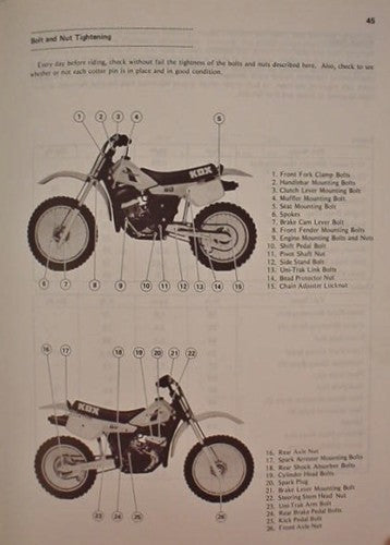 KAWASAKI 1985 KDX80 KDX 80-C2 OWNER SERVICE MANUAL
