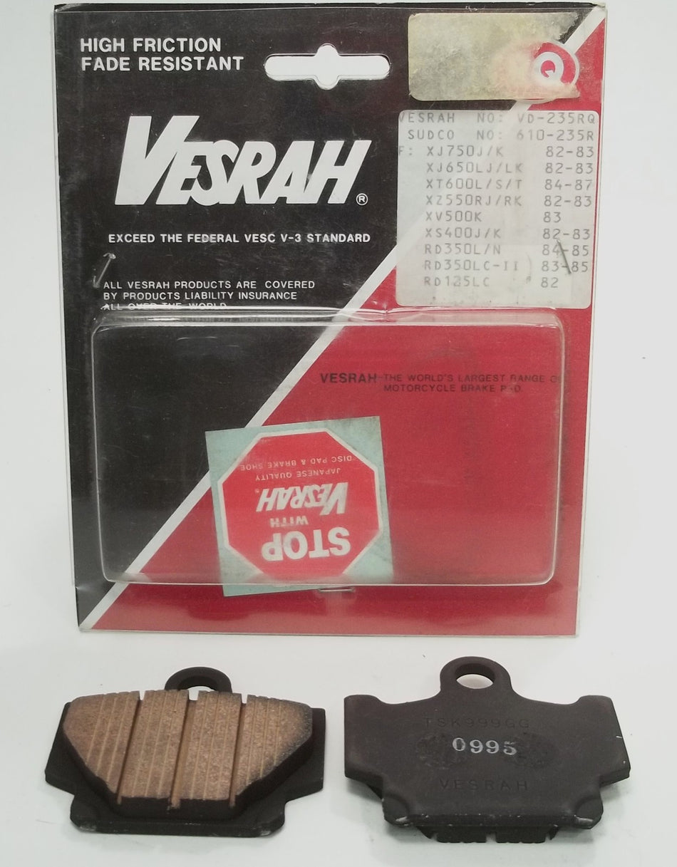 VESRAH BRAKE PADS Yamaha XS400 Maxim XV500 Virago XJ650 Seca Turbo XT600