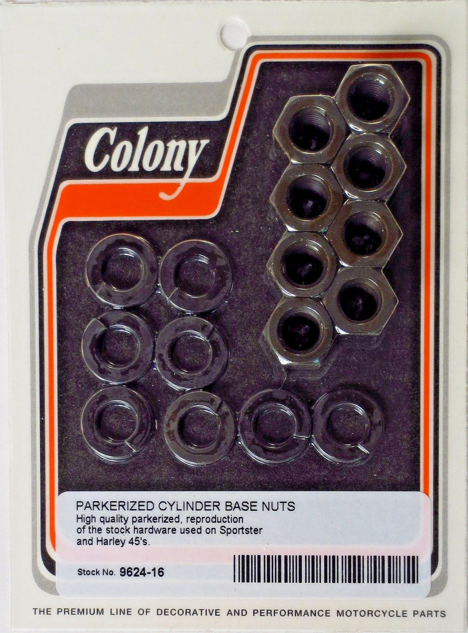 PARKERIZED CYLINDER BASE NUTS Harley 45 Sportster 9624-16