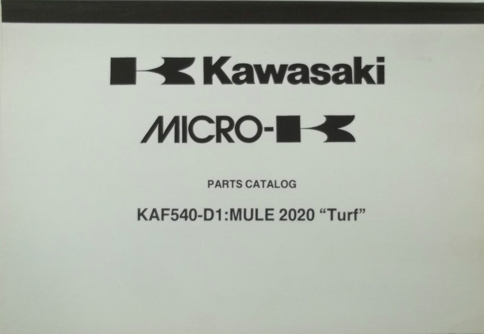 GENUINE KAWASAKI KAF540-D1 Mule 2020 PARTS LIST CATALOG Turf