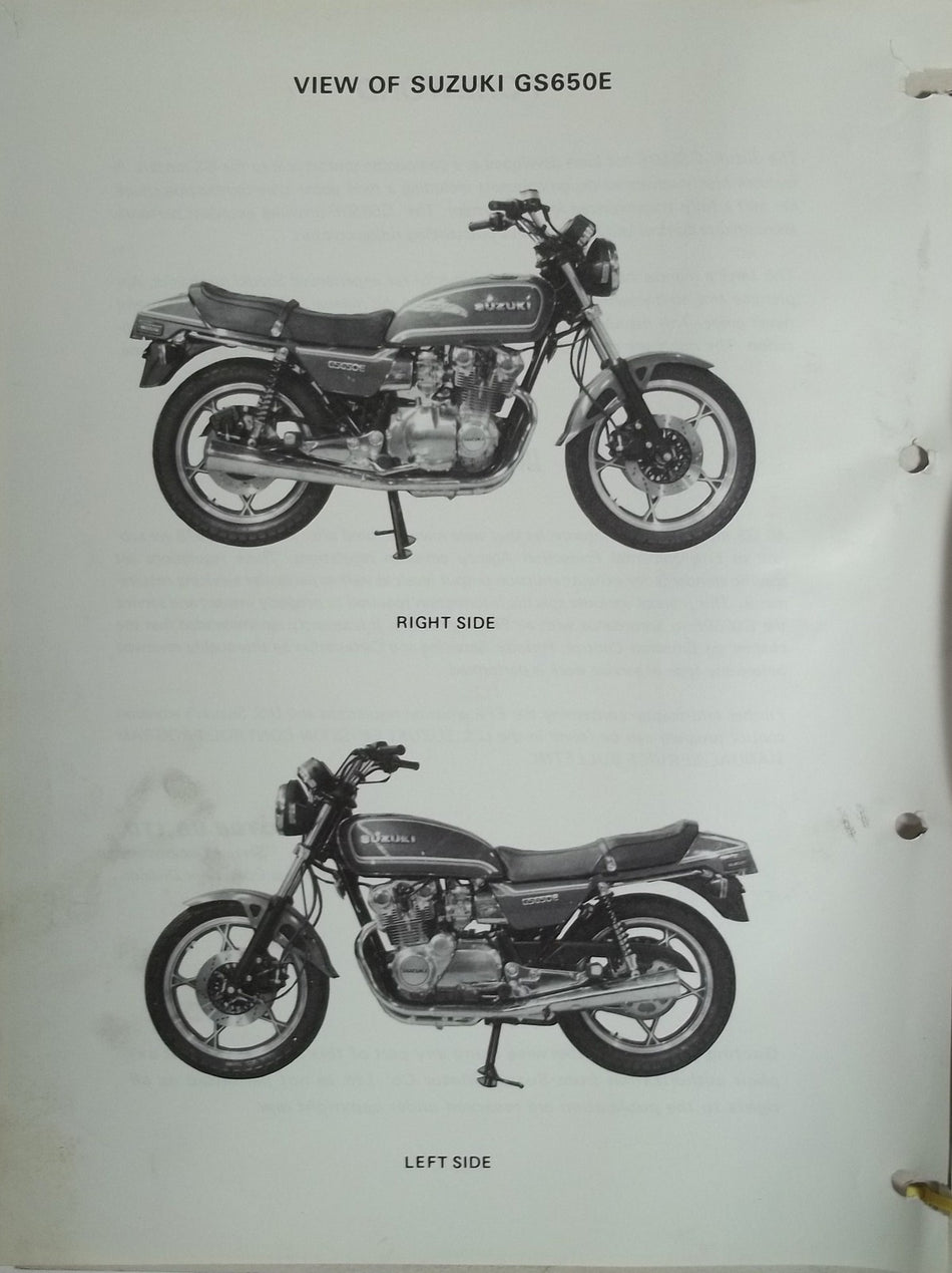 GENUINE SUZUKI GS650E SERVICE MANUAL GS 650 E with Supplementary