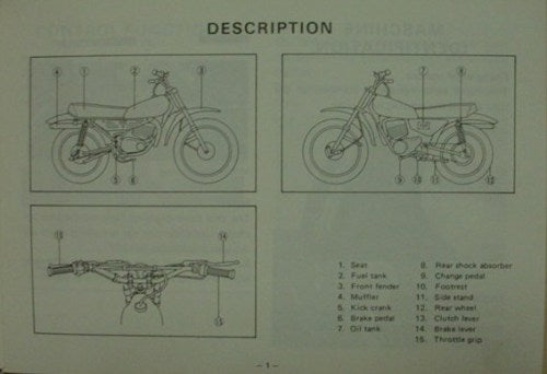 GENUINE YAMAHA MX100K Owners Service Manual  NICE