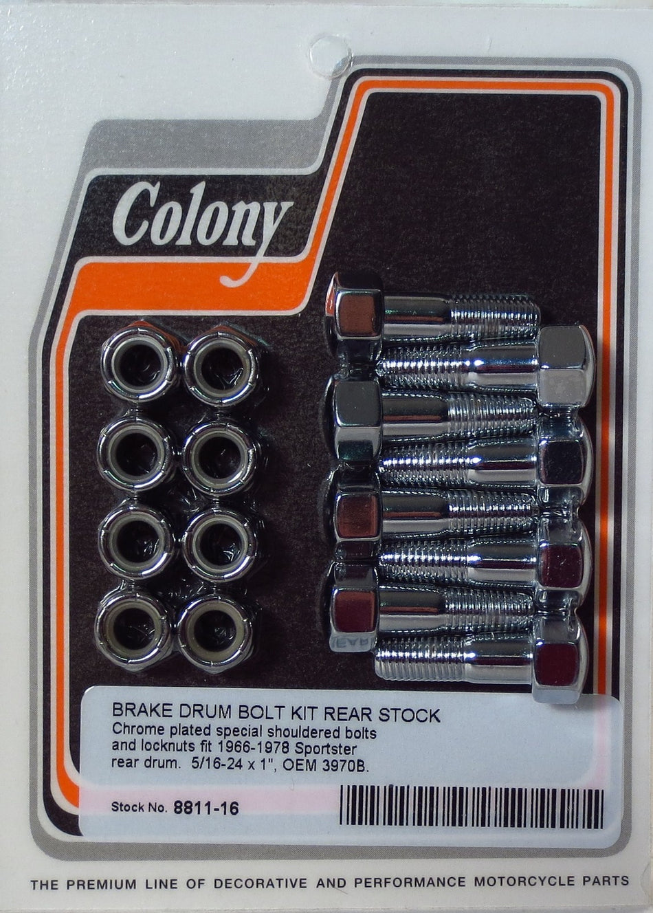 HARLEY SPORTSTER REAR CHROME BRAKE DRUM BOLT KIT