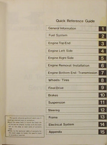 GENUINE KAWASAKI KLF300 1986 - 1987 Service Manual