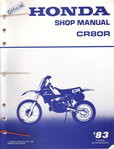 OFFICIAL HONDA CR80R SHOP MANUAL '83 SUPER CLEAN - NICE