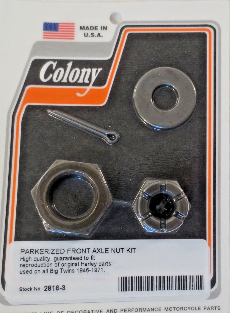 HARLEY Knucklehead Panhead Shovelhead Parkerized Front Axle Nut Kit