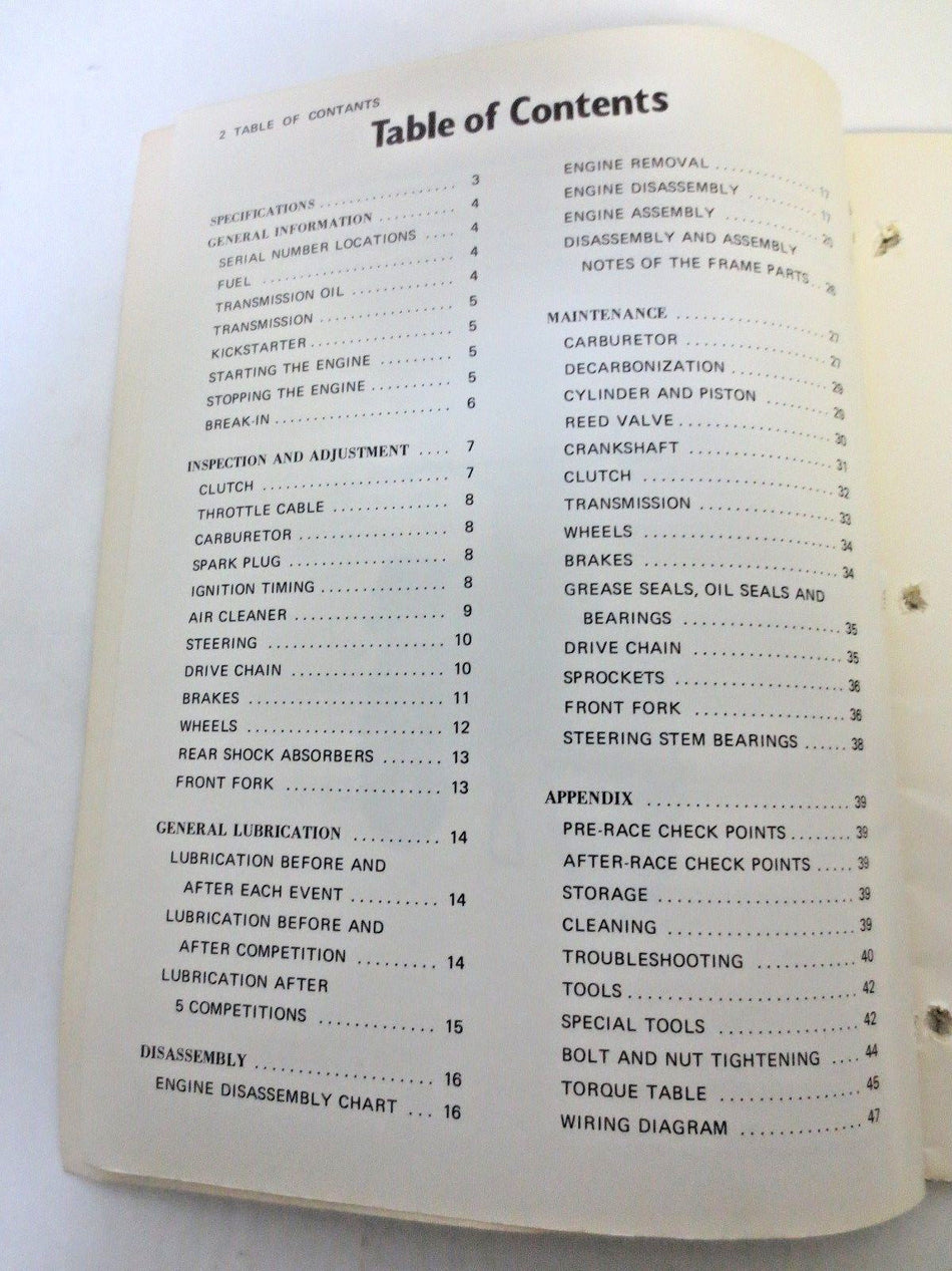FACTORY Kawasaki KX125 A4 KX 125 OWNERS SERVICE MANUAL WITH ASSEMBLY MANUAL