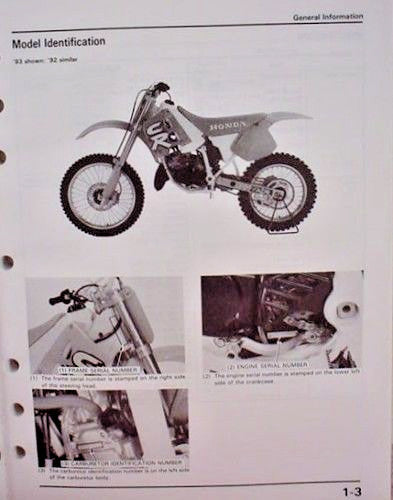 GENUINE HONDA CR125R 92-93 Service Manual
