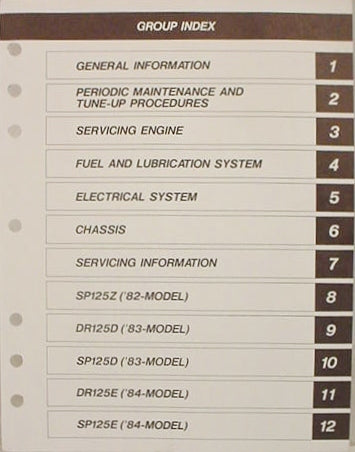 GENUINE SUZUKI DR125 SERVICE MANUAL 1991