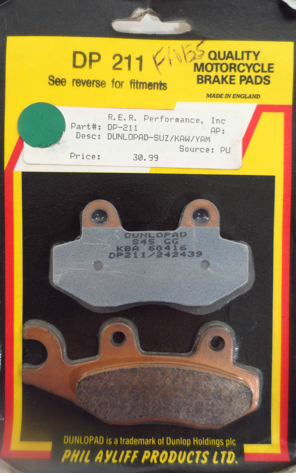 Dunlopad Brake Pads Kawasaki KDX200 KDX250 KX125 KX250 KX500
