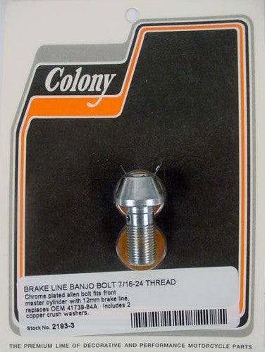 CHROME BRAKE LINE BANJO BOLT 7/16-24 HARLEY FRONT M/C