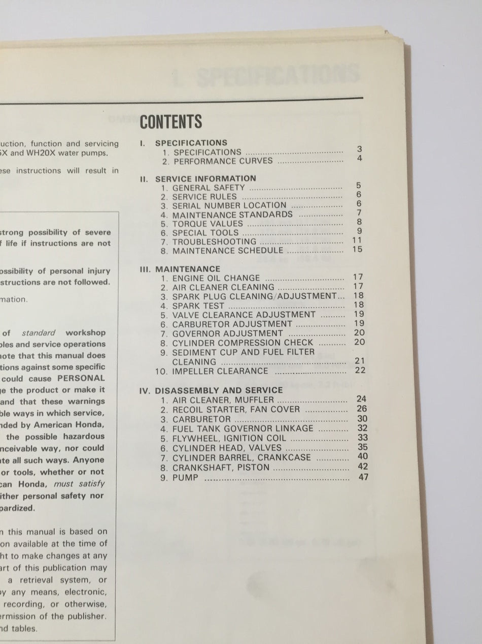 HONDA WB20X/WB30X SHOP MANUAL