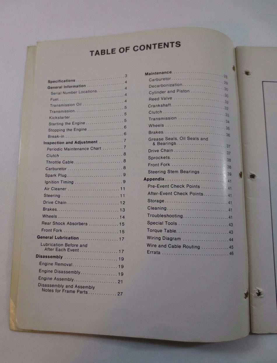 GENUINE KAWASAKI KDX400-A1 KDX400 OWNERS SERVICE MANUAL