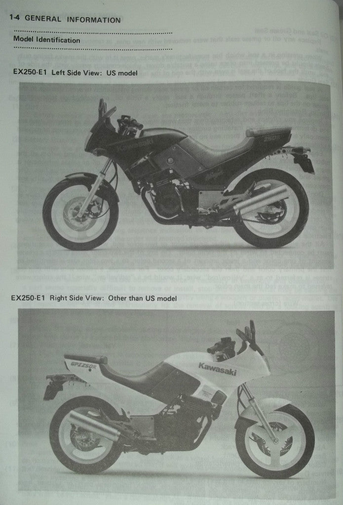 GENUINE KAWASAKI Ninja250R GPZ250R SERVICE MANUAL 86-87