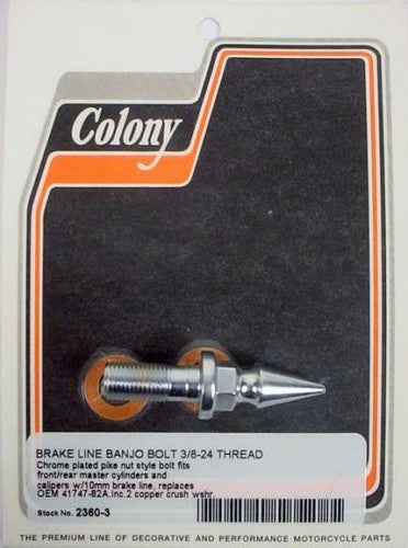 CHROME PIKE STYLE BRAKE LINE BANJO BOLT 3/8-24 HARLEY 2360-3