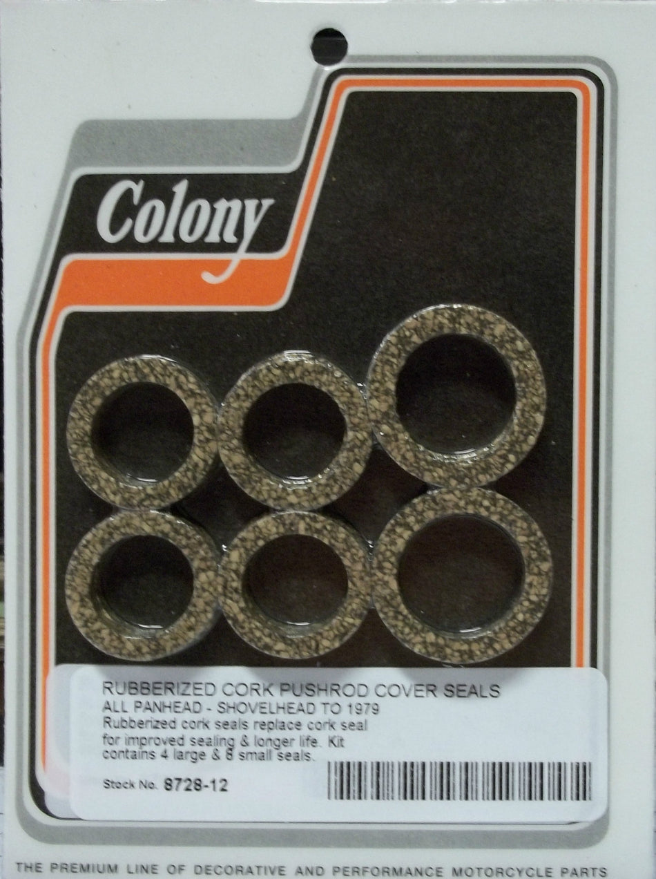 RUBBERIZED CORK PUSHROD COVER SEALS Harley Panhead Shovelhead 8728-12