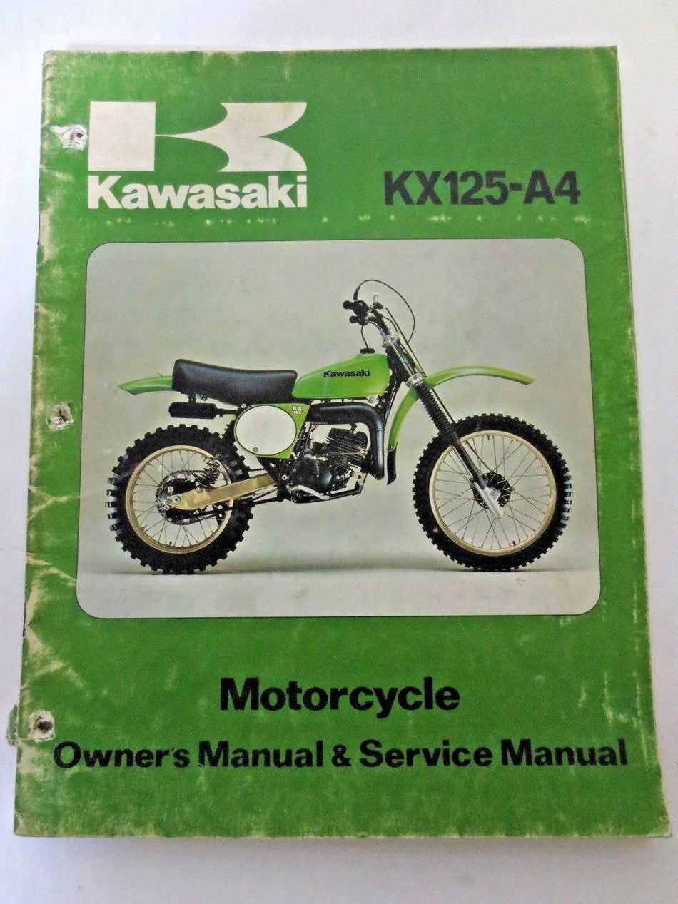 FACTORY Kawasaki KX125 A4 KX 125 OWNERS SERVICE MANUAL WITH ASSEMBLY MANUAL