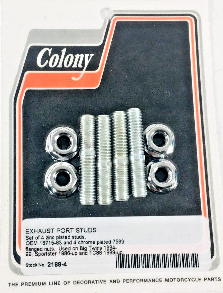 HARLEY EXHAUST PORT STUDS BIG TWIN XL TWINCAM 2188-4