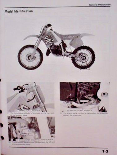 GENUINE HONDA CR125R Service Manual '92