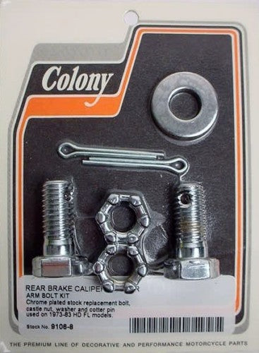 CHROME REAR BRAKE CALIPER ANCHOR KIT HARLEY SHOVELHEAD