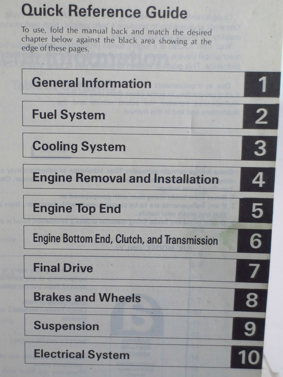 Factory KAWASAKI KX250 E1 Owner's and Service Manual