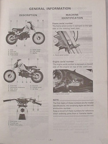 GENUINE YAMAHA PW80K OWNERS SERVICE MANUAL PW 80K